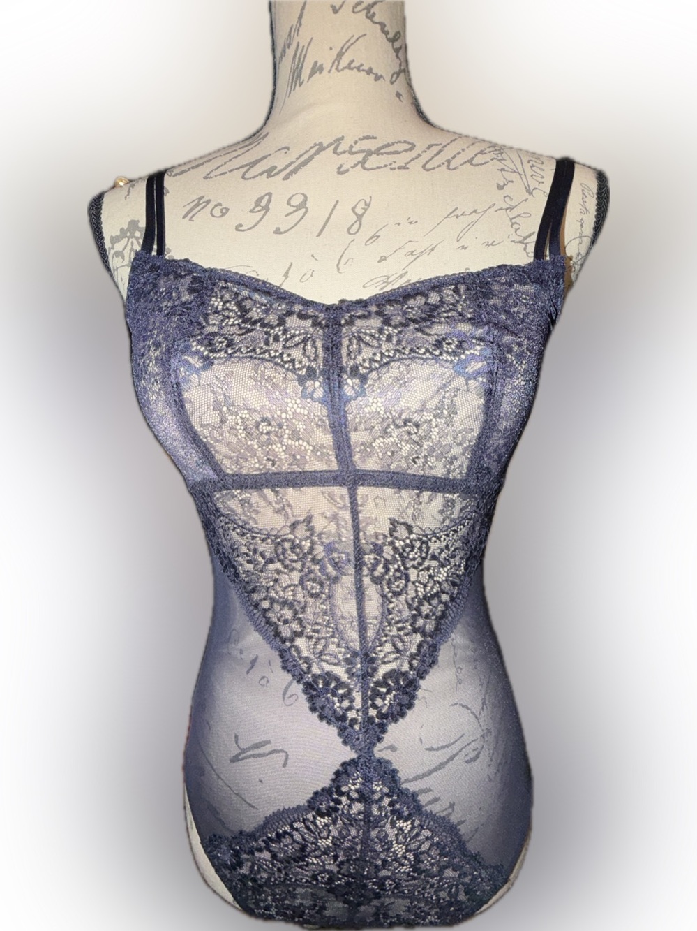 Wacoal Navy Lace Sheer Bodysuit Slip